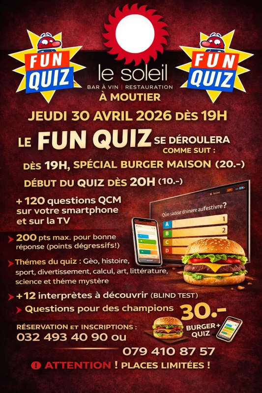 FUN QUIZ du RESTAURANT DU SOLEIL à Moutier